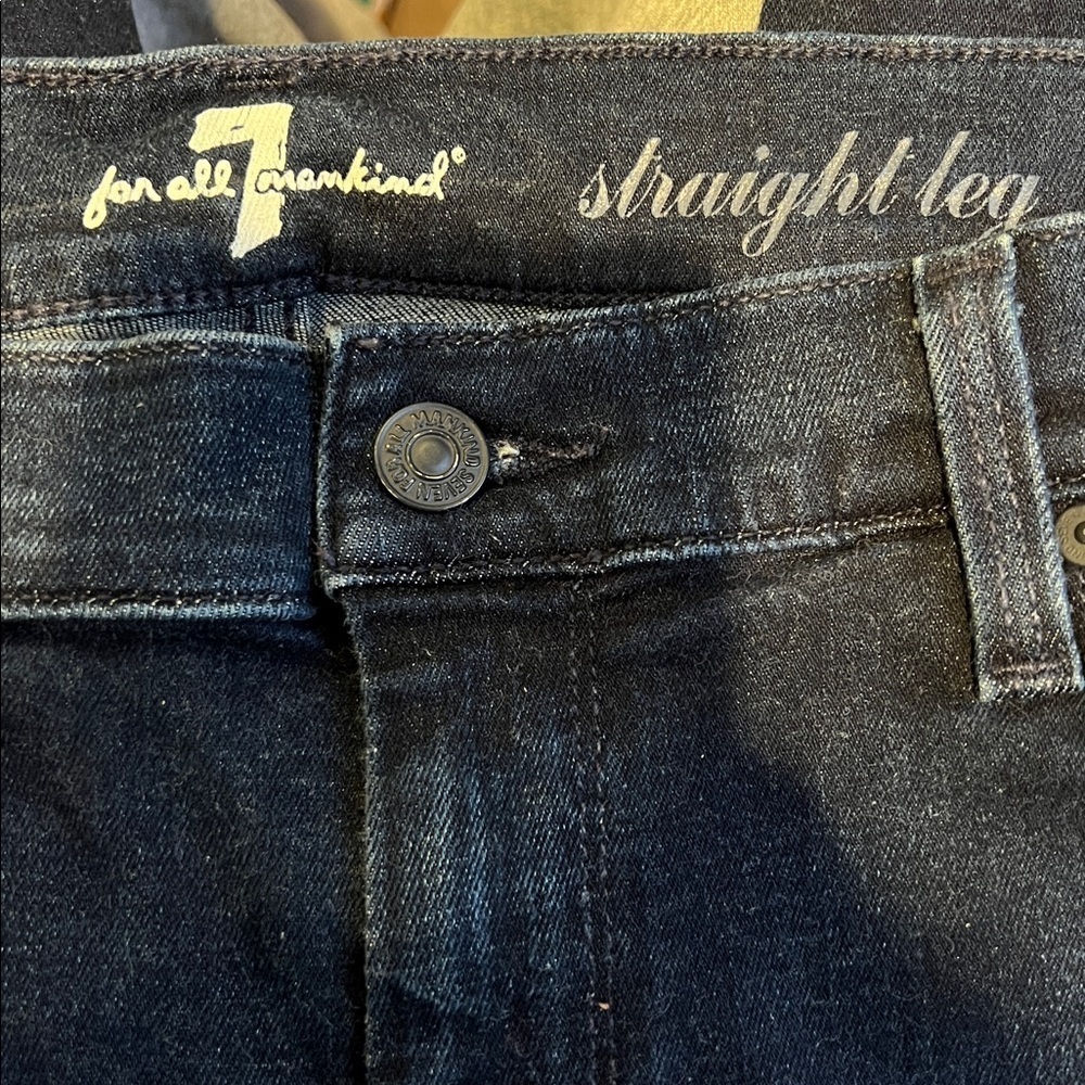 7 For All Mankind Deep Indigo Straight Leg Jeans - Size 32 - Picture 3 of 4
